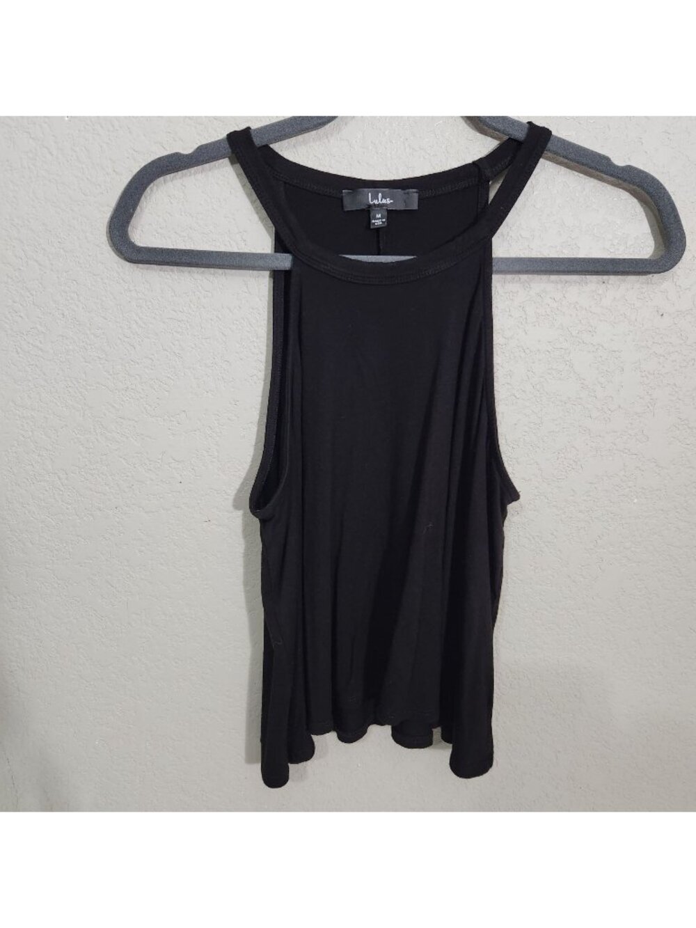 Lulus Black Sleeveless Tank Top With Halter Neckline Size M